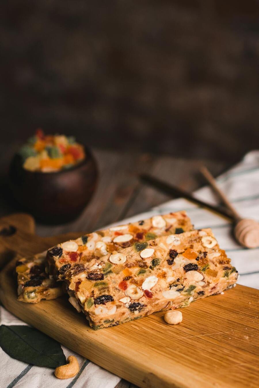 Oat and honey bars cut into pieces