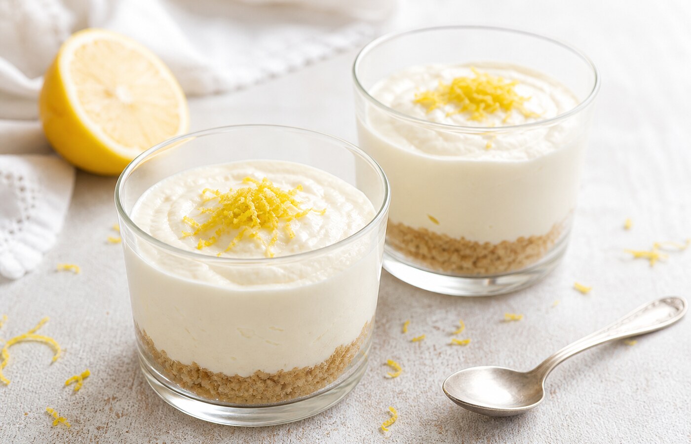 Lemon cheesecake in a glass