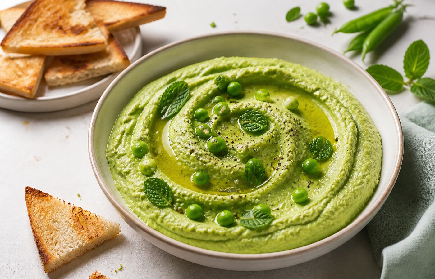 Pea and mint hummus