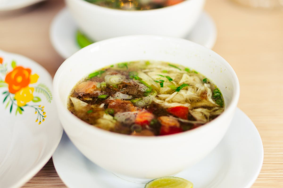Hot minestrone with vegetables
