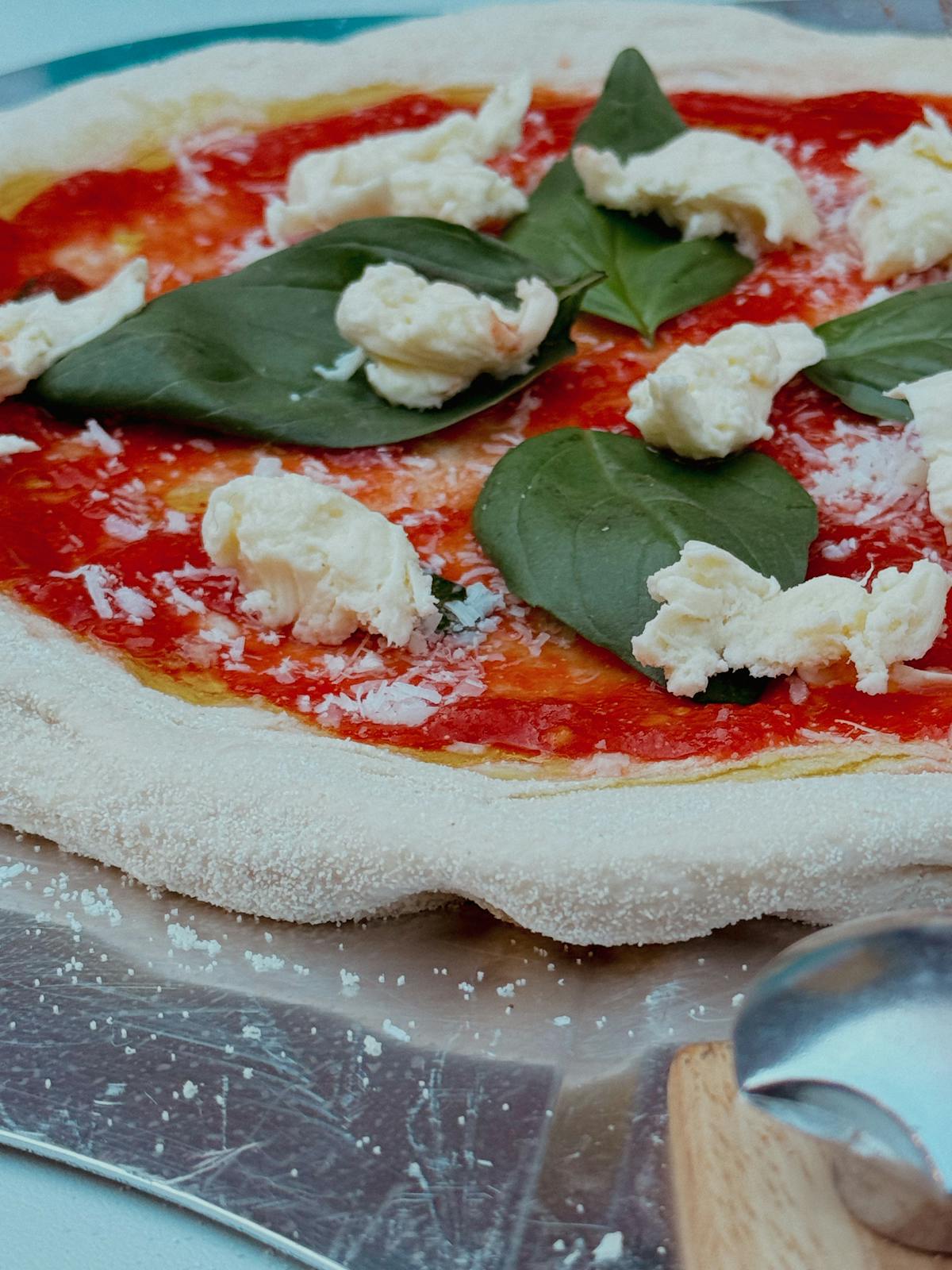 Margherita pizza with basil