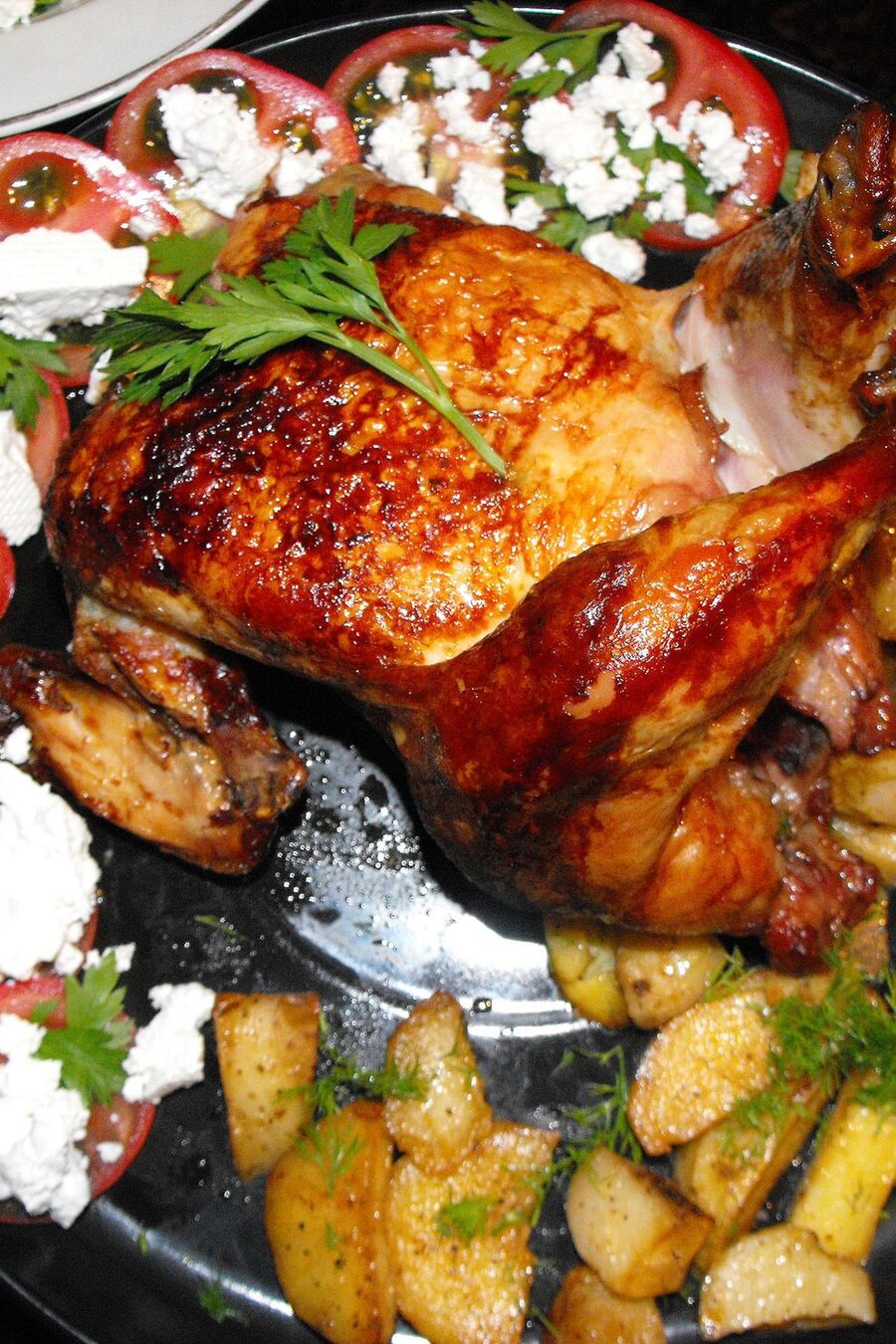 Lemon chicken with oven potatoes